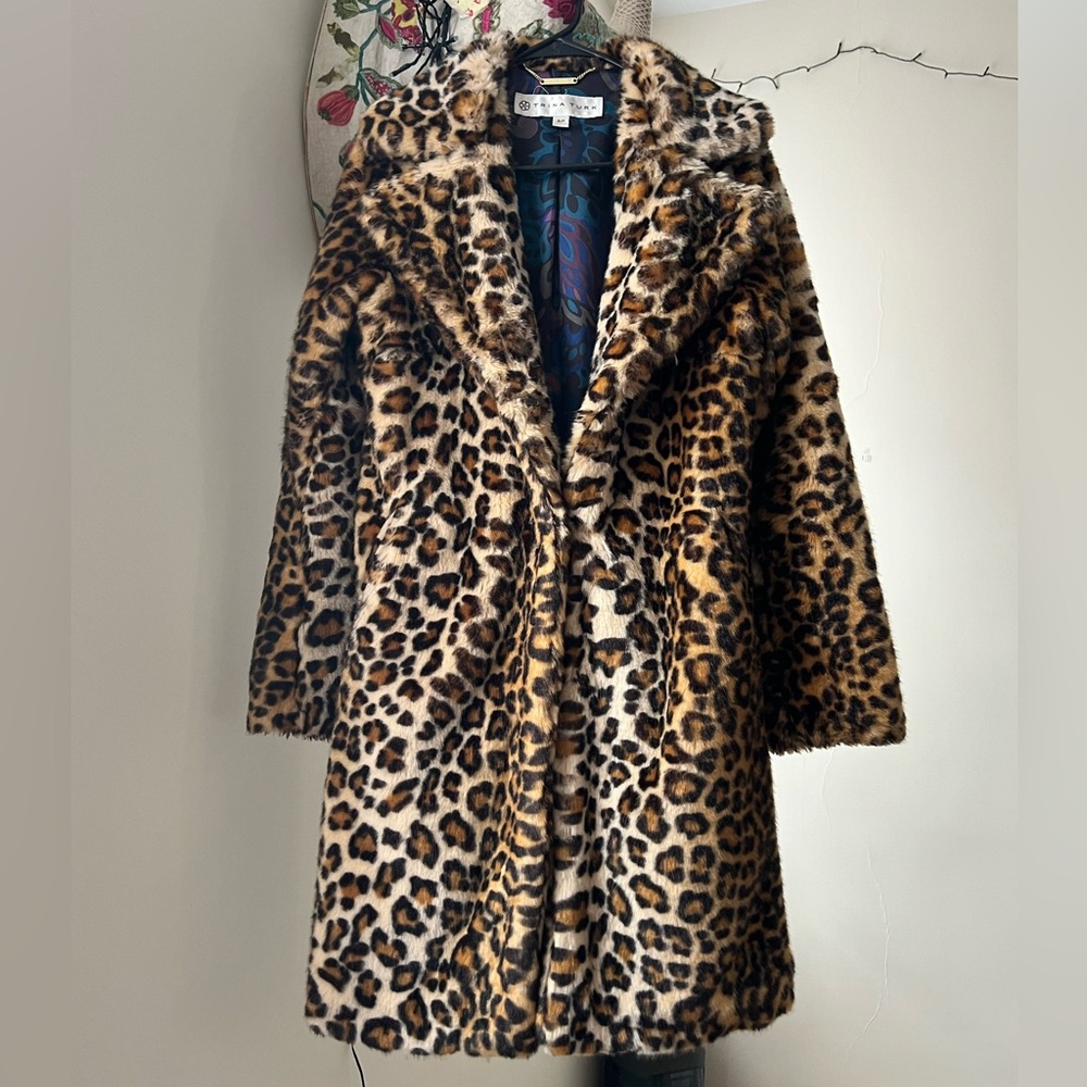 Trina Turk Leopard Print Faux Fur Coat